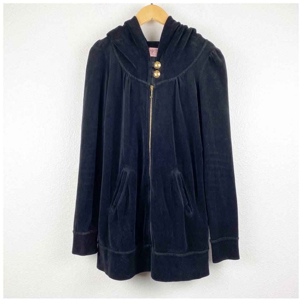Juicy Couture Black Velvet Zip Up Size Small